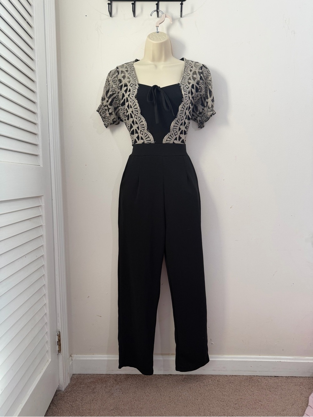 Black Jumpsuit with Lace Bodice